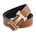 IGOBLIN Men's Business Casual H Word Deduction Leather Belt with Pin Buckle