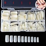 TAKIYA 500pcs False Nails Full Cover French Acrylic Style Artificial Nail Tips & Box (Natural)