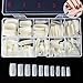 TAKIYA 500pcs False Nails Full Cover French Acrylic Style Artificial Nail Tips & Box (Natural)