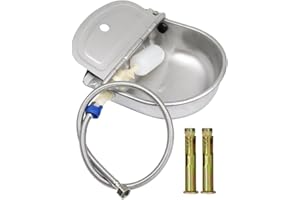LUCKY FARM Automatic Water Feeder Trough Bowl with Pipe for Cattle Horse Goat Sheep Dog Animals Stainless Pet Livestock Tool