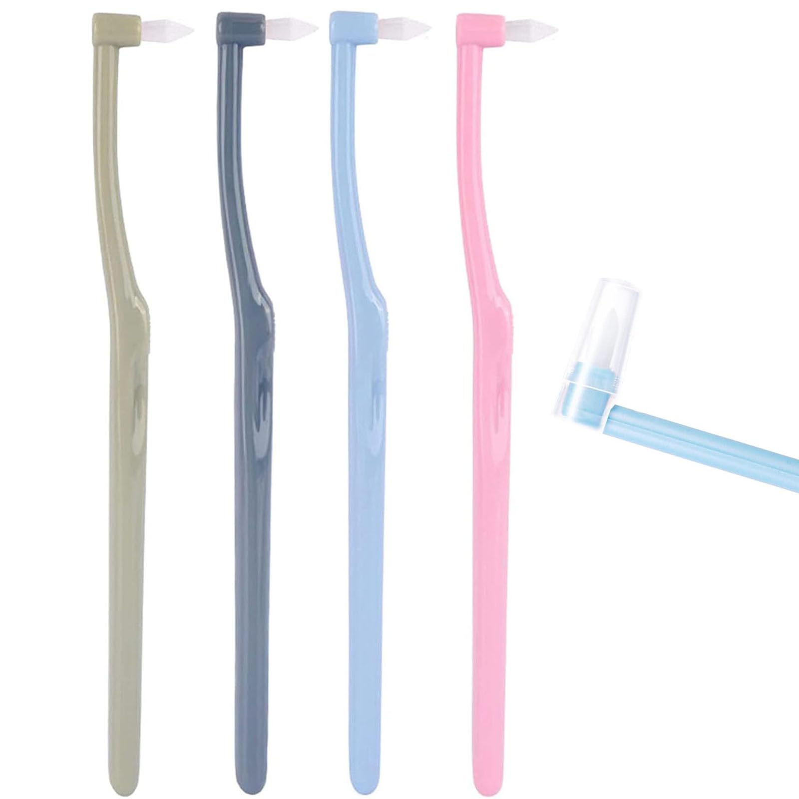 4 Pcs Interspace Toothbrush, Single Tufted Toothbrush, Orthodontic Interdental Brushes for Orthodontic Braces Sensitive Gums Deep Cleaning (Four Colors)