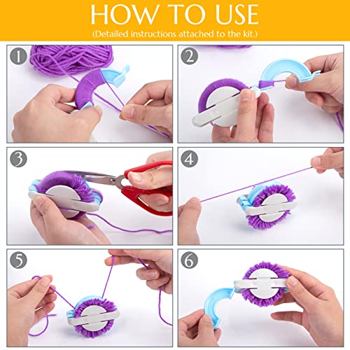 LOVEINUSA 13PCS Knitting Loom and Pompom Maker Set, Rectangle Knitting Looms Pompom Maker with Yarn Skeins Acrylic Knitting Crochet Supplies for Beginners Hat Scarf Shawl Sweater Sock