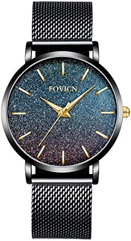Womens Watches Ultra Thin Minimalist Female Waterproof-Fashion Quartz Wrist Watch for Women with Ladies Dress Stainless Steel Mesh Band Bracelet