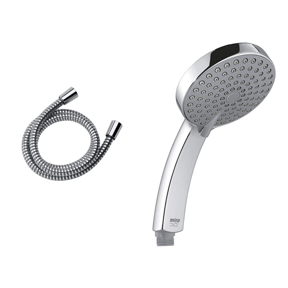 Mira Response 1.1605.167 Plastic Shower Hose 1.25 m, Chrome Finish & Citrus 110mm Five Spray Replacement Chrome Shower Head