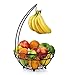 Francois et Mimi Fruit Tree Bowl Basket, Iron, Black (With Banana Hanger)