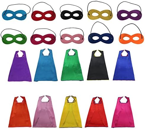 10pieces One Side Satin Boys&amp;Girls Superhero Capes and masks 10 Color (With masks)