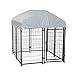 PawHut Outdoor Dog Kennel with Roof, 4' x 4' x 6' Heavy Duty Welded Wire Dog Playpen Enclosure with Escape-Proof Lock, UV-Resistant & Waterproof Cover, for Medium Dogs, Silver