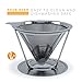 Pour Over Coffee Maker Drip Cone - Personal Stainless Steel Metal Home Brewer With Stand. Eco-friendly, Paperless, Dual Micro Mesh Cones for the Best Brewed Coffees (4 Cup)