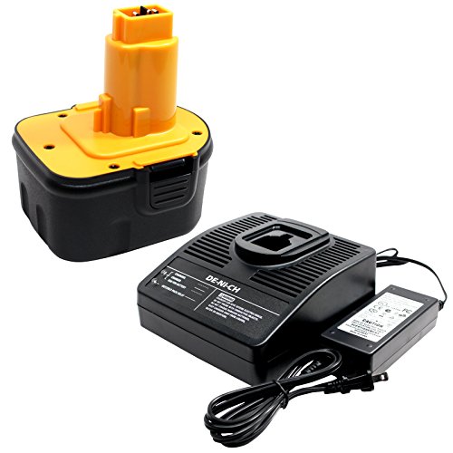 Replacement for DeWalt DW9071 Battery + Universal Charger for Dewalt - Compatible with DeWalt 12V Battery and Charger (1300mAh NICD)