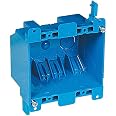 Carlon B232A-UPC Outlet Box, 2 -Gang, PVC, Blue, Captive Nail Mounting