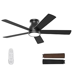 POCHFAN 52 Inch Black Ceiling Fans with Lights and