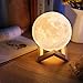 LOFTEK 5.9-inch 3D Printing Moon Lamp,Ideal Gifts for Mood Lightning, Rechargeable Moon Light with Stand, Warm White & Cool White, Dimmable Touch Control Brightness with USB Charging