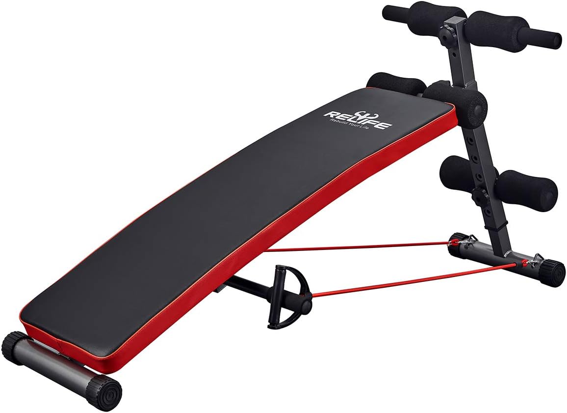 RELIFE REBUILD YOUR LIFE Sit Up Bench Adjustable Workout Foldable Bench Fitness Equipment for Home Gym Ab Exercises New Version