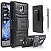 Sharp Aquos Crystal Case, Combo Rugged Shell Cover Holster with Built-in Kickstand and Holster Locking Belt Clip Black + Circle(TM) Stylus Touch Screen Pen and Screen Protector