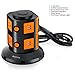 Power Strip Tower Surge Protector with 4 USB Charging Ports and 6 Electrical Outlets, 6 Foot Cord, Home and Office Use