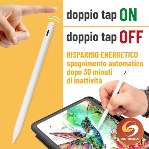 Penna Tablet Universale Ricaricabile USB-C – Pennino Touch per iPad, Tablet Android e Windows, Stylus Capacitivo per Scrittura, Disegno e Appunti, Design Ergonomico e Preciso