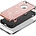 iPhone SE Case, iPhone 5S Case, BENTOBEN iPhone 5 Case 2 In 1 Glitter Bling Hybrid Hard PC Cover Coat Shiny Faux Leather Shockproof TPU Bumper Protective Phone Case for Girls iPhone 5S/SE/5, Rose Gold
