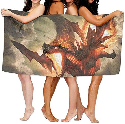 FASHT LL Unisex Cool Fire Dragon Over-Sized Cotton Bath Beach Travel Towels 31x51 Inch
