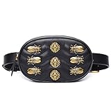 Waist Bag Women Rivets Leather Chest Belt Fanny Pack Bags Casual Fashion Handbag Red Black (black)