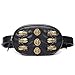 Waist Bag Women Rivets Leather Chest Belt Fanny Pack Bags Casual Fashion Handbag Red Black (black)