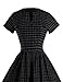 GownTown 1950s Vintage Dresses V-neck Short-sleeves Dresses Swing Stretchy Dresses, Black, Large
