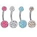 BodyJ4You Lot of 4 Pieces Belly Button Ring Curved Piercing Bar Retainer 14G (1.6mm)