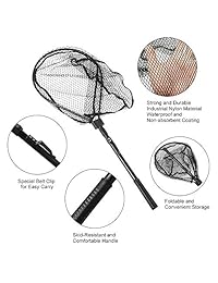 MelkTemn Red de Pesca, Red de Pesca Red de Aterrizaje de Peces Plegable Manija Poste Plegable Malla de Nylon Durable Peces Seguros Captura de redes de Aterrizaje para Pesca