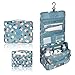 Hanging Toiletry Kit Clear Travel BAG Cosmetic Carry Case Toiletry (Flower in Sky Blue)