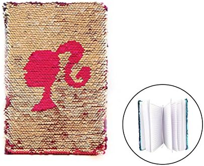 WOSON Magic Reversible Flipping Sequin Journal Notebook Blink Glitter Mermaid Sequin Office Notebook School Diary Notepad Journal for Kids Adults (Gold +Red)