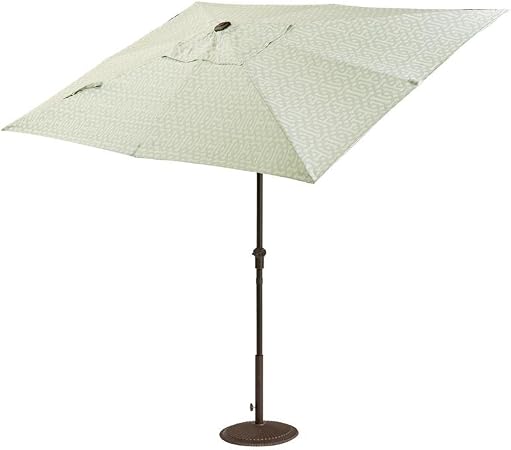 Amazon Com Hdc Inc Camden 10 Ft X 6 Ft Aluminum Crank Patio Umbrella In Fretwork Mist Sunbrella Fabric Garden Outdoor