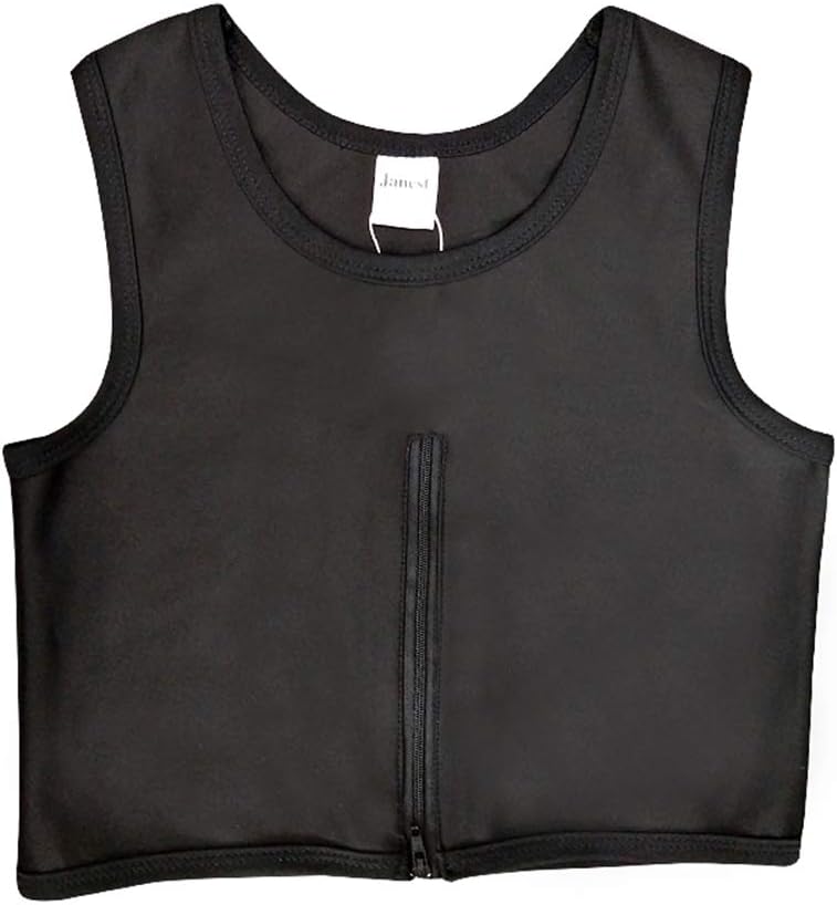 JARAZIN Women Lesbian Tomboy Half Zipper Bamboo Charcoral Chest Binder Tank Top