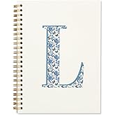 ShowDraven Blue Cute Initial Notebook Journal Diary Libretas Escolares L, Cute Preppy Personalized Notebook Gifts for Teen Girls Women Kids,Preppy Blue Aesthetic School Supplies for Girls 5.5x8.3