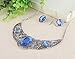 Qiyun (TM) Acrylic Royal Blue Black Tibet Silver Hollow Out Necklace Earrings Jewelry Set