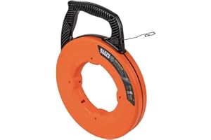 Klein Tools 56333 Electrical Fish Tape, Steel Wire Puller with Double Loop Tip, Optimized Housing and Handle, 1/8-Inch x 120-