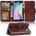 Galaxy S6 Case, Arae Samsung Galaxy S6 Wallet case,[Wrist Strap] Flip Folio [Kickstand Feature] PU Leather Wallet case with ID&Credit Card Pockets for Samsung Galaxy S6 (Brown)