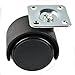 1.5 Inches Black Nylon Twin Wheel Swivel Plate Caster with 20 Screws - 4 Pack