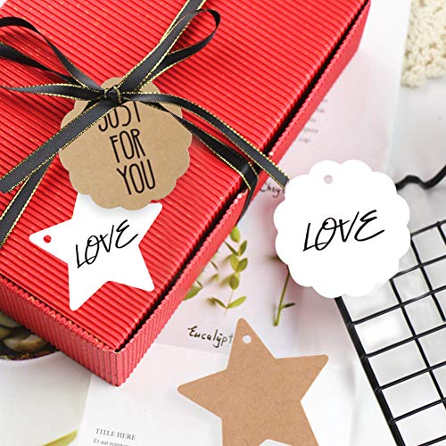 SallyFashion Kraftpapier Anhänger, 200 Stk. Geschenkanhänger Etiketten Kraftpapier Tags Karten mit Jute Schnur für Hochzeit Geschenk Weihnachten