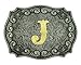RIDE AWAY Initial Letters Western Style Cowboy Rodeo Gold/Silver Large Belt Buckles (Letter J)