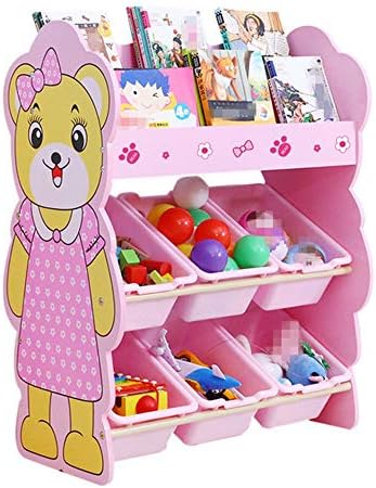 クマのおもちゃ箱 プラスチック製のビン 収納ボックスの棚引き出し付きの耐久性のある子供用おもちゃ収納オーガナイザー 家庭用収納 布地 人気上昇中 おもちゃに最適 Color Pink Size Free Size
