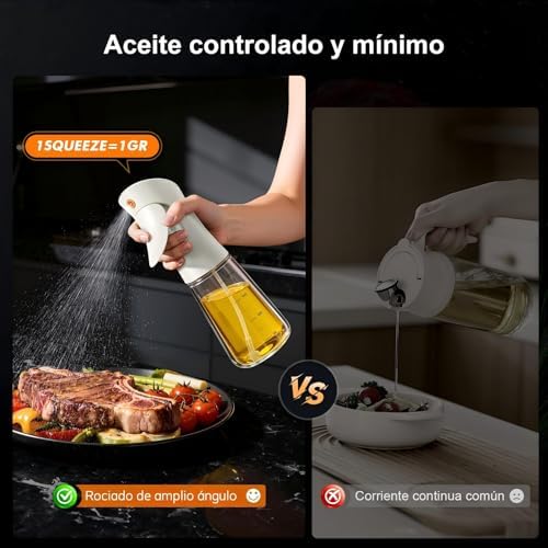 Pulverizador de aceite 180 ml de vidrio borosilicato