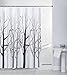 Shower Curtain Fabric Grey Tree with Hooks Bath Curtain Waterproof, 72x72 INCH