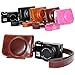 First2savvv XJPT-G7X-10 dark brown full body Precise Fit PU leather digital camera case bag cover with should strap for Canon PowerShot G7X