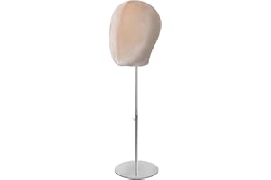 YumHome Wig Stand, Wig Head Stand with Mannequin Head, 21inch Manikin Head Block Set for Wigs Making Display, Stable Silver Metal Base