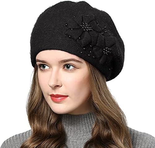 niceacsrise Black Beret - Warm Lined Wool Angora Knit Berets  display picture 1