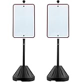 VEVOR 2 Pack Portable Sign Post, 5 ft Cast Iron Sign Holder with Wheels & Base, No Parking Handicap Sign Stand, Black