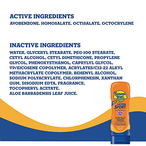 Banana Boat Ultra Sport Sunscreen Lotion, New Formula, SPF 15, 8 Ounces