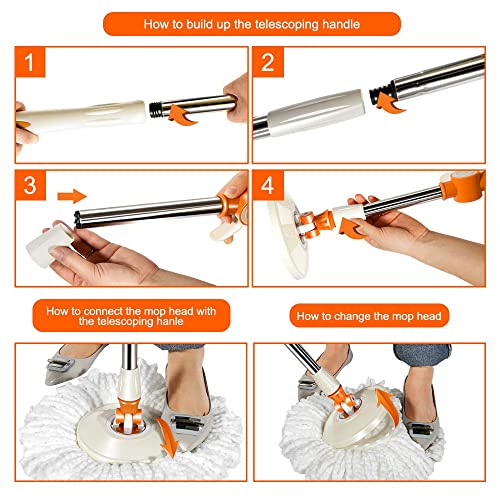 Masthome Mop and Bucket with Wringer Set, Easy Wringing with Foot Pedal