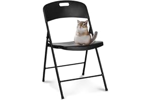 Oline Folding Chair, Indoor Outdoor Plastic Commercial Stackable Foldable Guest Chairs for Events Office Wedding Party Picnic Kitchen Dining, 350lb Capacity (Black, 1 Pack)