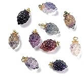DanLingJewelry 5Pcs Random Grape Shaped Natural Crystal Stone Pendants Healing Crystal Stone Fruit Charms for Jewelry Crafting Making