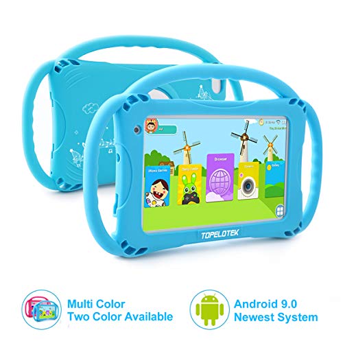 Kids Tablet 7 Android Kids Tablet for Toddlers Kids Friendly Learning Tablet with WiFi Camera Children’s Tablets Android 9.0 1GB + 16GB Parental Control with Shockproof Case (Blue)